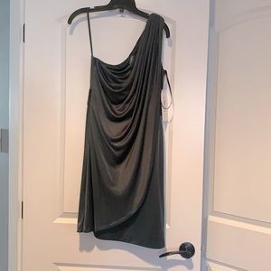 New Theia Dark Green One Shoulder Cocktail Dress